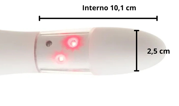 Tamanho do aparelho TENA: ponta de 2,5 cm e janela de luz de 5 cm